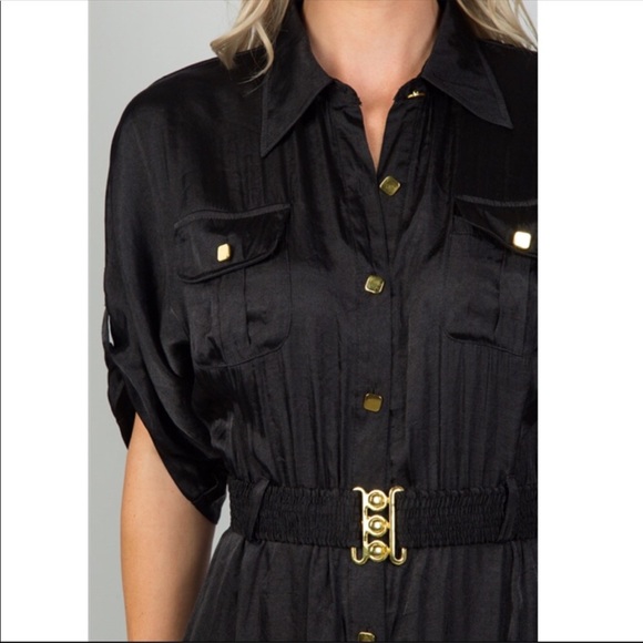 CCO REDUCTION Black Satin Belt Maxi Dress Large - Picture 4 of 4